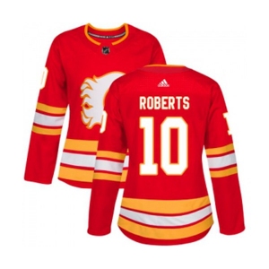 Women Calgary Flames #10 Gary Roberts Authentic Red Alternate Hockey Jersey