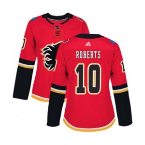 Women Calgary Flames #10 Gary Roberts Authentic Red Home Hockey Jersey