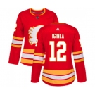 Women Calgary Flames #12 Jarome Iginla Authentic Red Alternate Hockey Jersey