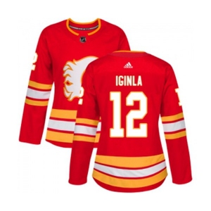 Women Calgary Flames #12 Jarome Iginla Authentic Red Alternate Hockey Jersey