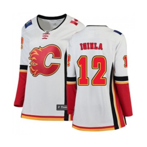 Women Calgary Flames #12 Jarome Iginla Authentic White Away Fanatics Branded Breakaway Hockey Jersey