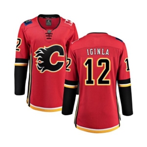 Women Calgary Flames #12 Jarome Iginla Fanatics Branded Red Home Breakaway Hockey Jersey