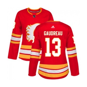 Women Calgary Flames #13 Johnny Gaudreau Authentic Red Alternate Hockey Jersey