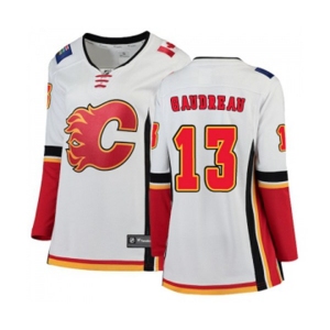 Women Calgary Flames #13 Johnny Gaudreau Authentic White Away Fanatics Branded Breakaway Hockey Jersey