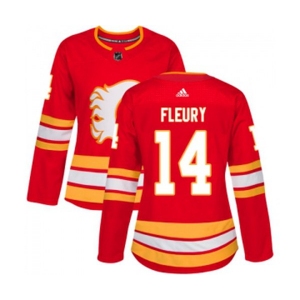 Women Calgary Flames #14 Theoren Fleury Authentic Red Alternate Hockey Jersey