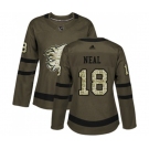 Women Calgary Flames #18 James Neal Authentic Green Salute to Service Hockey Jersey
