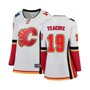 Women Calgary Flames #19 Matthew Tkachuk Authentic White Away Fanatics Branded Breakaway Hockey Jersey
