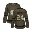 Women Calgary Flames #24 Craig Conroy Authentic Green Salute to Service Hockey Jersey