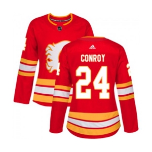 Women Calgary Flames #24 Craig Conroy Authentic Red Alternate Hockey Jersey