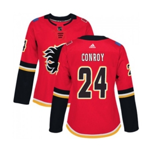 Women Calgary Flames #24 Craig Conroy Authentic Red Home Hockey Jersey