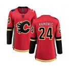 Women Calgary Flames #24 Travis Hamonic Fanatics Branded Red Home Breakaway Hockey Jersey