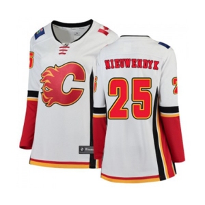 Women Calgary Flames #25 Joe Nieuwendyk Authentic White Away Fanatics Branded Breakaway Hockey Jersey
