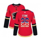 Women Calgary Flames #26 Michael Stone Authentic Red USA Flag Fashion Hockey Jersey