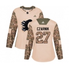 Women Calgary Flames #27 Austin Czarnik Authentic Camo Veterans Day Practice Hockey Jersey