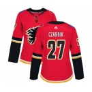 Women Calgary Flames #27 Austin Czarnik Authentic Red Home Hockey Jersey