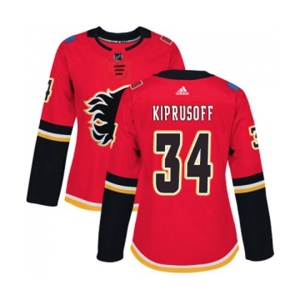 Women Calgary Flames #34 Miikka Kiprusoff Authentic Red Home Hockey Jersey