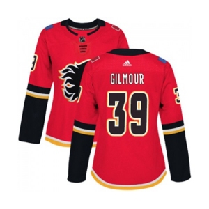 Women Calgary Flames #39 Doug Gilmour Authentic Red Home Hockey Jersey