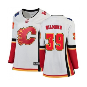 Women Calgary Flames #39 Doug Gilmour Authentic White Away Fanatics Branded Breakaway Hockey Jersey