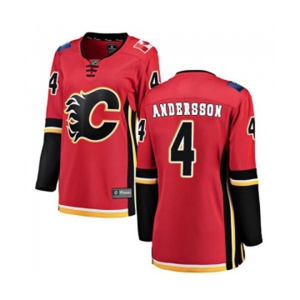 Women Calgary Flames #4 Rasmus Andersson Authentic Red Home Fanatics Branded Breakaway Hockey Jersey