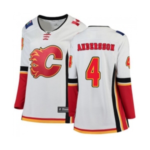 Women Calgary Flames #4 Rasmus Andersson Authentic White Away Fanatics Branded Breakaway Hockey Jersey