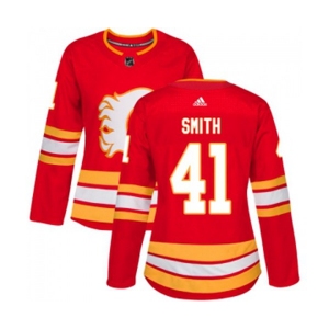 Women Calgary Flames #41 Mike Smith Authentic Red Alternate Hockey Jersey