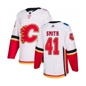 Women Calgary Flames #41 Mike Smith Authentic White Away Hockey Jersey