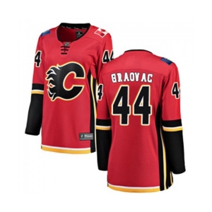 Women Calgary Flames #44 Tyler Graovac Authentic Red Home Fanatics Branded Breakaway Hockey Jersey