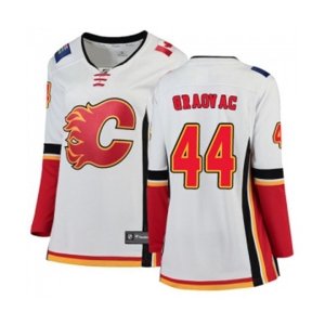 Women Calgary Flames #44 Tyler Graovac Authentic White Away Fanatics Branded Breakaway Hockey Jersey