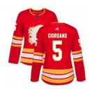 Women Calgary Flames #5 Mark Giordano Authentic Red Alternate Hockey Jersey