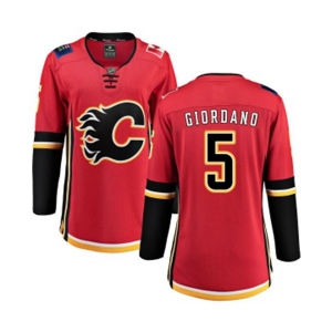 Women Calgary Flames #5 Mark Giordano Fanatics Branded Red Home Breakaway Hockey Jersey