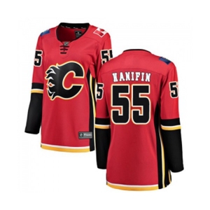 Women Calgary Flames #55 Noah Hanifin Authentic Red Home Fanatics Branded Breakaway Hockey Jersey