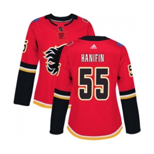 Women Calgary Flames #55 Noah Hanifin Authentic Red Home Hockey Jersey