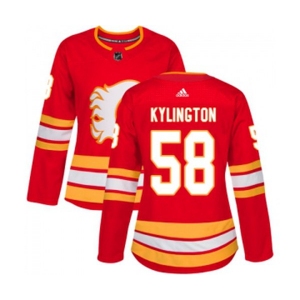 Women Calgary Flames #58 Oliver Kylington Authentic Red Alternate Hockey Jersey