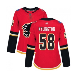 Women Calgary Flames #58 Oliver Kylington Authentic Red Home Hockey Jersey