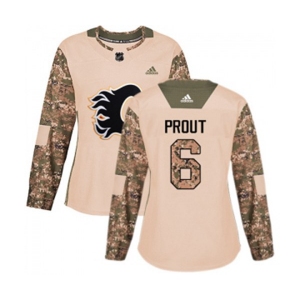 Women Calgary Flames #6 Dalton Prout Authentic Camo Veterans Day Practice Hockey Jersey