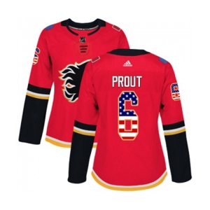Women Calgary Flames #6 Dalton Prout Authentic Red USA Flag Fashion Hockey Jersey