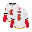 Women Calgary Flames #6 Dalton Prout Authentic White Away Hockey Jersey