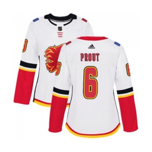 Women Calgary Flames #6 Dalton Prout Authentic White Away Hockey Jersey