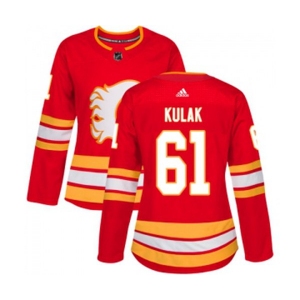Women Calgary Flames #61 Brett Kulak Authentic Red Alternate Hockey Jersey