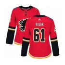 Women Calgary Flames #61 Brett Kulak Authentic Red Home Hockey Jersey
