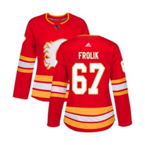Women Calgary Flames #67 Michael Frolik Authentic Red Alternate Hockey Jersey