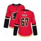 Women Calgary Flames #67 Michael Frolik Authentic Red Home Hockey Jersey