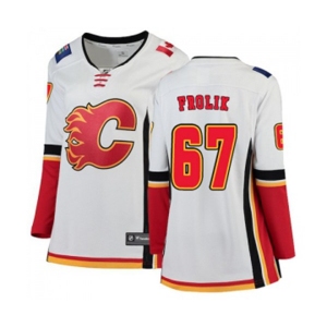 Women Calgary Flames #67 Michael Frolik Authentic White Away Fanatics Branded Breakaway Hockey Jersey