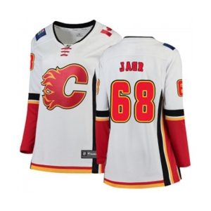 Women Calgary Flames #68 Jaromir Jagr Authentic White Away Fanatics Branded Breakaway Hockey Jersey