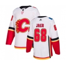 Women Calgary Flames #68 Jaromir Jagr Authentic White Away Hockey Jersey