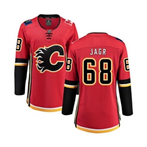Women Calgary Flames #68 Jaromir Jagr Fanatics Branded Red Home Breakaway Hockey Jersey