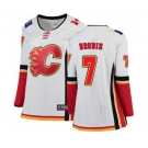 Women Calgary Flames #7 TJ Brodie Authentic White Away Fanatics Branded Breakaway Hockey Jersey