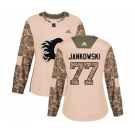 Women Calgary Flames #77 Mark Jankowski Authentic Camo Veterans Day Practice Hockey Jersey