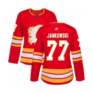 Women Calgary Flames #77 Mark Jankowski Authentic Red Alternate Hockey Jersey