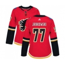 Women Calgary Flames #77 Mark Jankowski Authentic Red Home Hockey Jersey